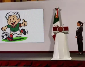 Falso_ Sheinbaum no presentó a ‘Obragol’ como la mascota del Mundial 2026