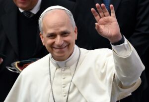 Pope Leo XIV meets members of the media at the Paul VI Hall