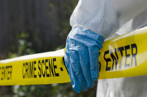 Forensic investigator working at a crime scene